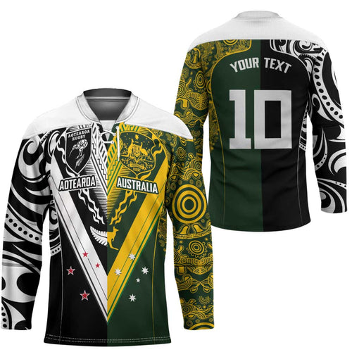 Aotearoa Australia Rugby Custom Hockey Jersey Maori and Aboriginal Art Sporty Style - Aussie Hoodie