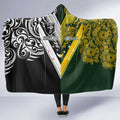 Aotearoa Australia Rugby Hooded Blanket Maori and Aboriginal Art Sporty Style - Aussie Hoodie