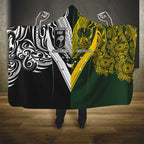 Aotearoa Australia Rugby Hooded Blanket Maori and Aboriginal Art Sporty Style - Aussie Hoodie