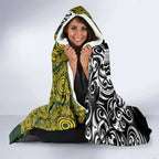 Aotearoa Australia Rugby Hooded Blanket Maori and Aboriginal Art Sporty Style - Aussie Hoodie