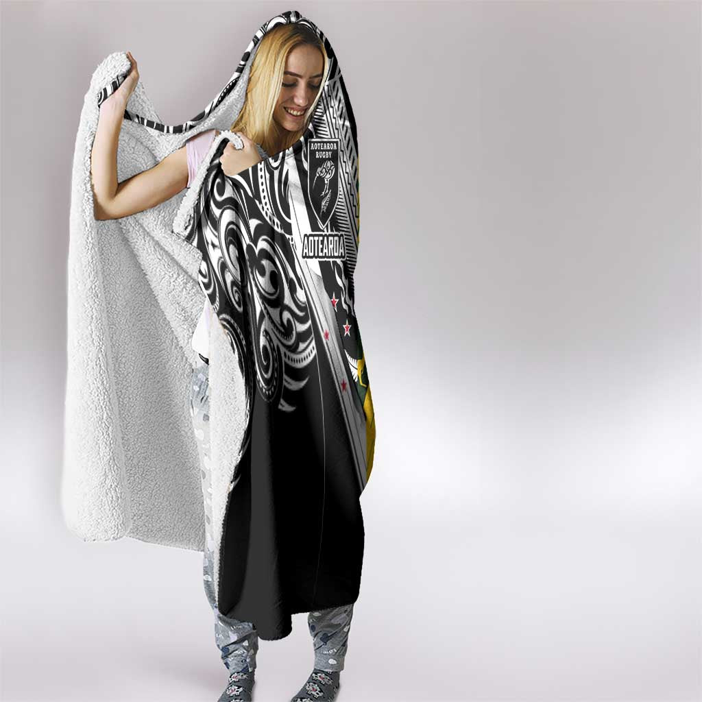 Aotearoa Australia Rugby Hooded Blanket Maori and Aboriginal Art Sporty Style - Aussie Hoodie