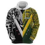 Aotearoa Australia Rugby Custom Hoodie Maori and Aboriginal Art Sporty Style - Aussie Hoodie