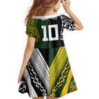 Aotearoa Australia Rugby Custom Kid Short Sleeve Dress Maori and Aboriginal Art Sporty Style - Aussie Hoodie