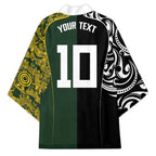 Aotearoa Australia Rugby Custom Kimono Maori and Aboriginal Art Sporty Style - Aussie Hoodie