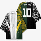 Aotearoa Australia Rugby Custom Kimono Maori and Aboriginal Art Sporty Style - Aussie Hoodie