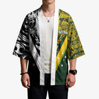 Aotearoa Australia Rugby Custom Kimono Maori and Aboriginal Art Sporty Style - Aussie Hoodie