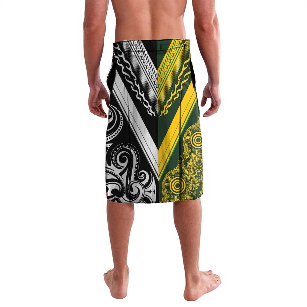 Aotearoa Australia Rugby Custom Lavalava Maori and Aboriginal Art Sporty Style - Aussie Hoodie