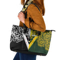 Aotearoa Australia Rugby Leather Tote Bag Maori and Aboriginal Art Sporty Style - Aussie Hoodie