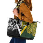 Aotearoa Australia Rugby Leather Tote Bag Maori and Aboriginal Art Sporty Style - Aussie Hoodie