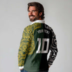 Aotearoa Australia Rugby Custom Long Sleeve Polo Shirt Maori and Aboriginal Art Sporty Style - Aussie Hoodie