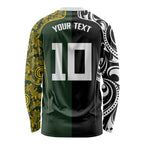 Aotearoa Australia Rugby Custom Long Sleeve Shirt Maori and Aboriginal Art Sporty Style - Aussie Hoodie