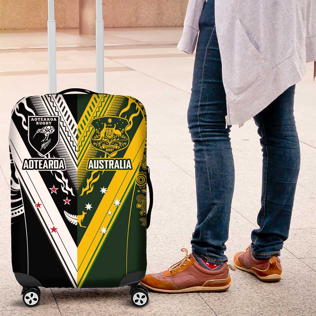 Aotearoa Australia Rugby Luggage Cover Maori and Aboriginal Art Sporty Style - Aussie Hoodie