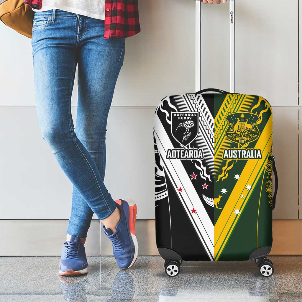 Aotearoa Australia Rugby Luggage Cover Maori and Aboriginal Art Sporty Style - Aussie Hoodie