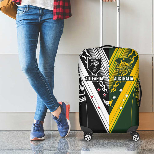 Aotearoa Australia Rugby Luggage Cover Maori and Aboriginal Art Sporty Style - Aussie Hoodie
