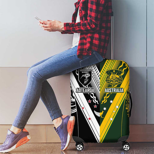 Aotearoa Australia Rugby Luggage Cover Maori and Aboriginal Art Sporty Style - Aussie Hoodie