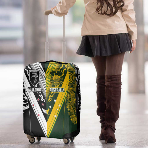Aotearoa Australia Rugby Luggage Cover Maori and Aboriginal Art Sporty Style - Aussie Hoodie