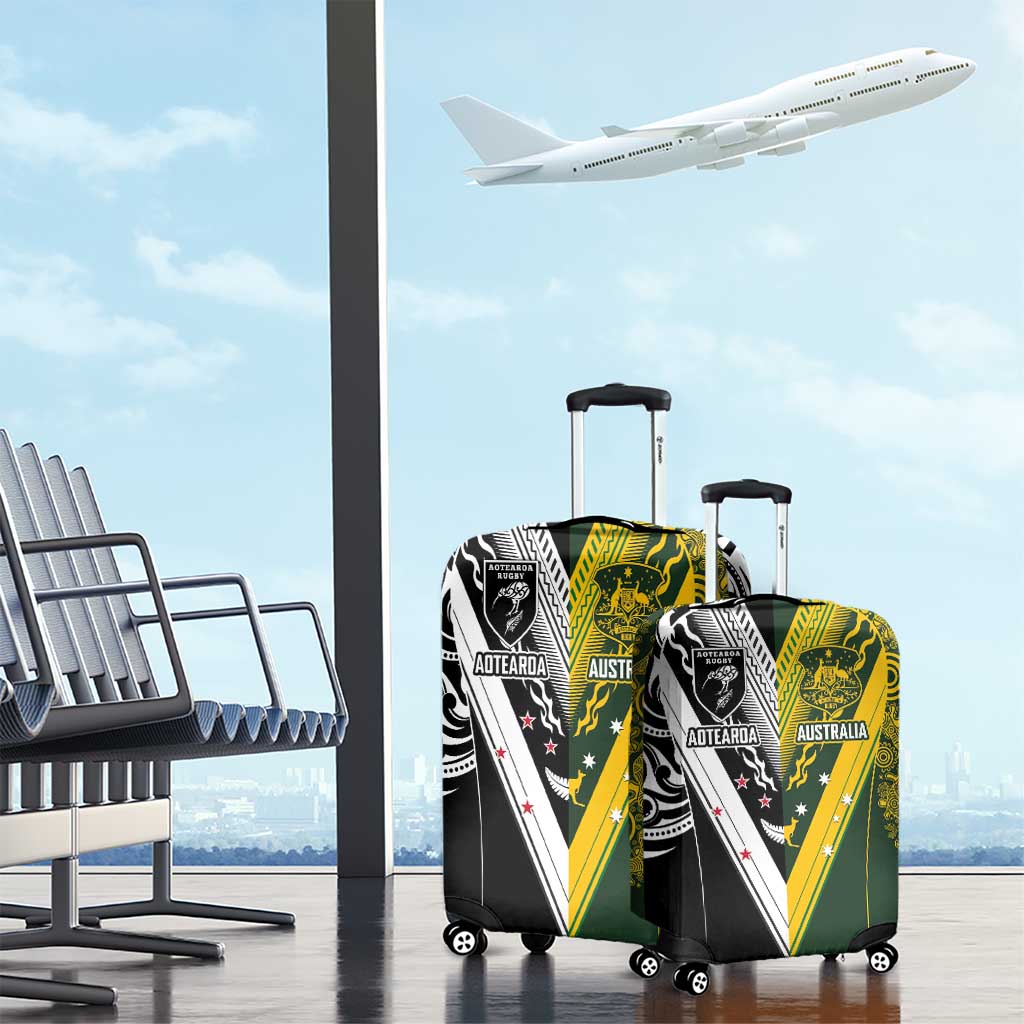 Aotearoa Australia Rugby Luggage Cover Maori and Aboriginal Art Sporty Style - Aussie Hoodie