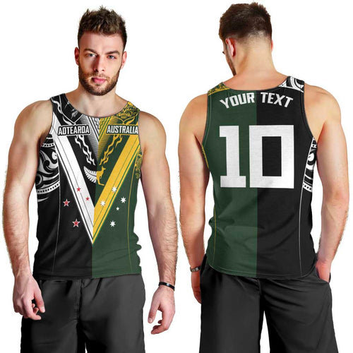 Aotearoa Australia Rugby Custom Men Tank Top Maori and Aboriginal Art Sporty Style - Aussie Hoodie