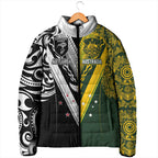 Aotearoa Australia Rugby Custom Padded Jacket Maori and Aboriginal Art Sporty Style - Aussie Hoodie