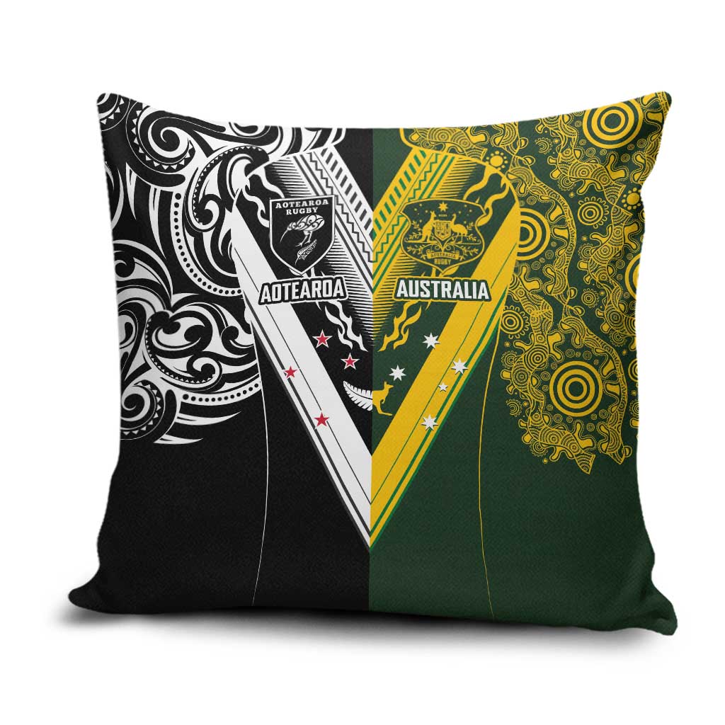 Aotearoa Australia Rugby Pillow Cover Maori and Aboriginal Art Sporty Style - Aussie Hoodie