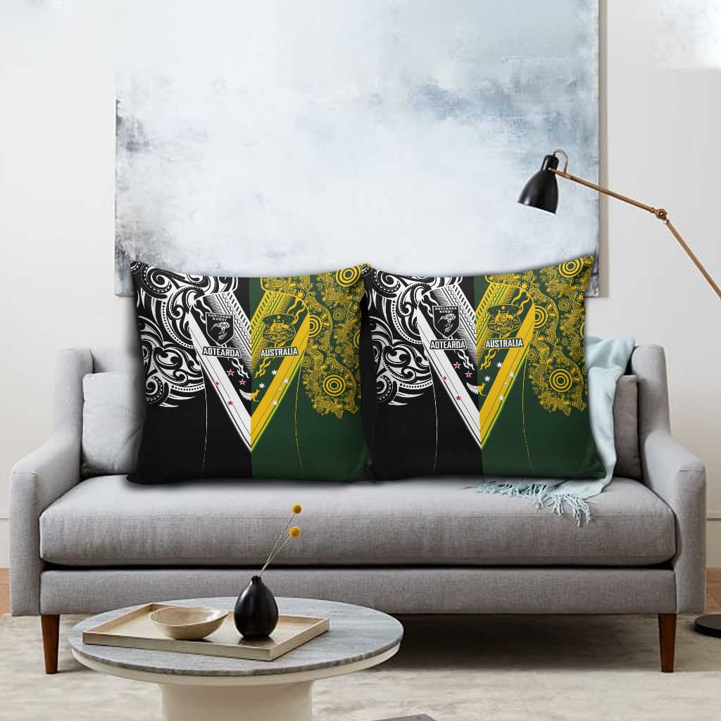 Aotearoa Australia Rugby Pillow Cover Maori and Aboriginal Art Sporty Style - Aussie Hoodie