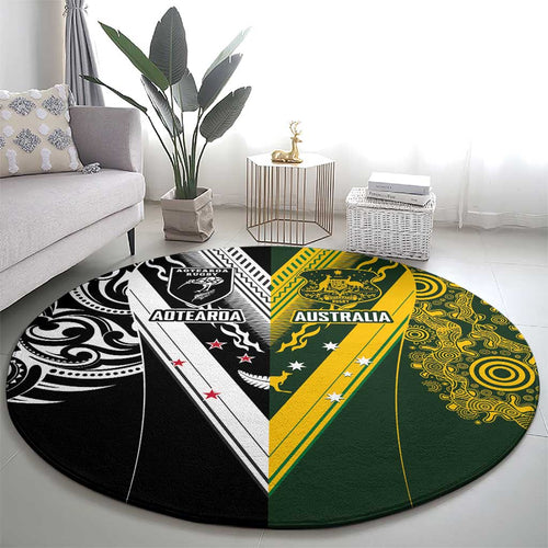 Aotearoa Australia Rugby Round Carpet Maori and Aboriginal Art Sporty Style - Aussie Hoodie