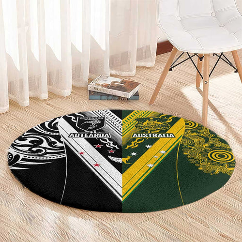 Aotearoa Australia Rugby Round Carpet Maori and Aboriginal Art Sporty Style - Aussie Hoodie