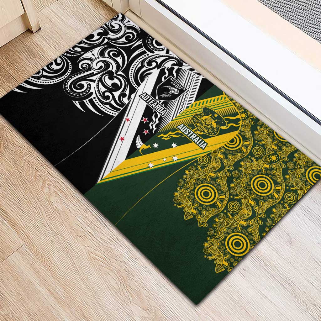 Aotearoa Australia Rugby Rubber Doormat Maori and Aboriginal Art Sporty Style - Aussie Hoodie