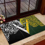 Aotearoa Australia Rugby Rubber Doormat Maori and Aboriginal Art Sporty Style - Aussie Hoodie