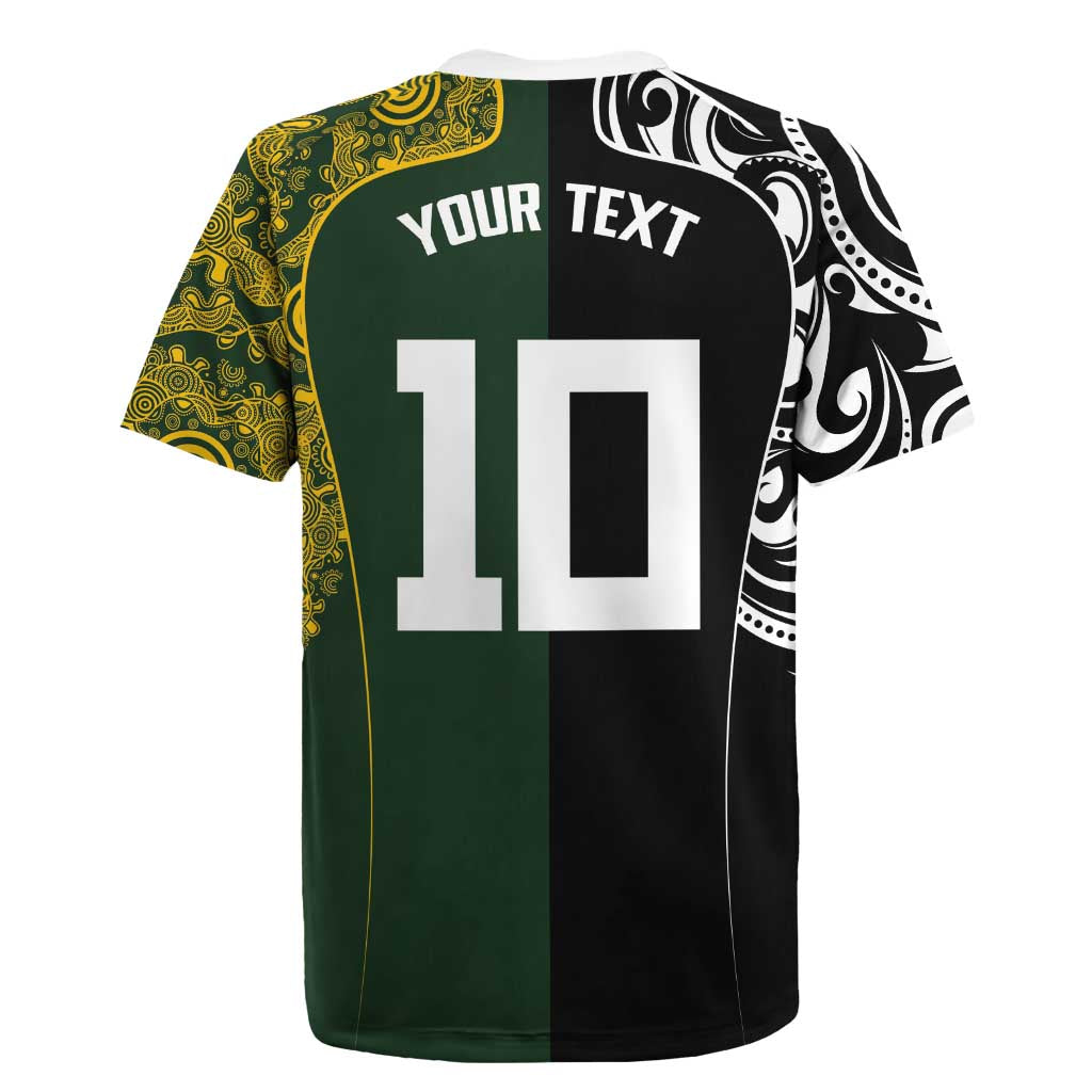 Aotearoa Australia Rugby Custom Rugby Jersey Maori and Aboriginal Art Sporty Style - Aussie Hoodie