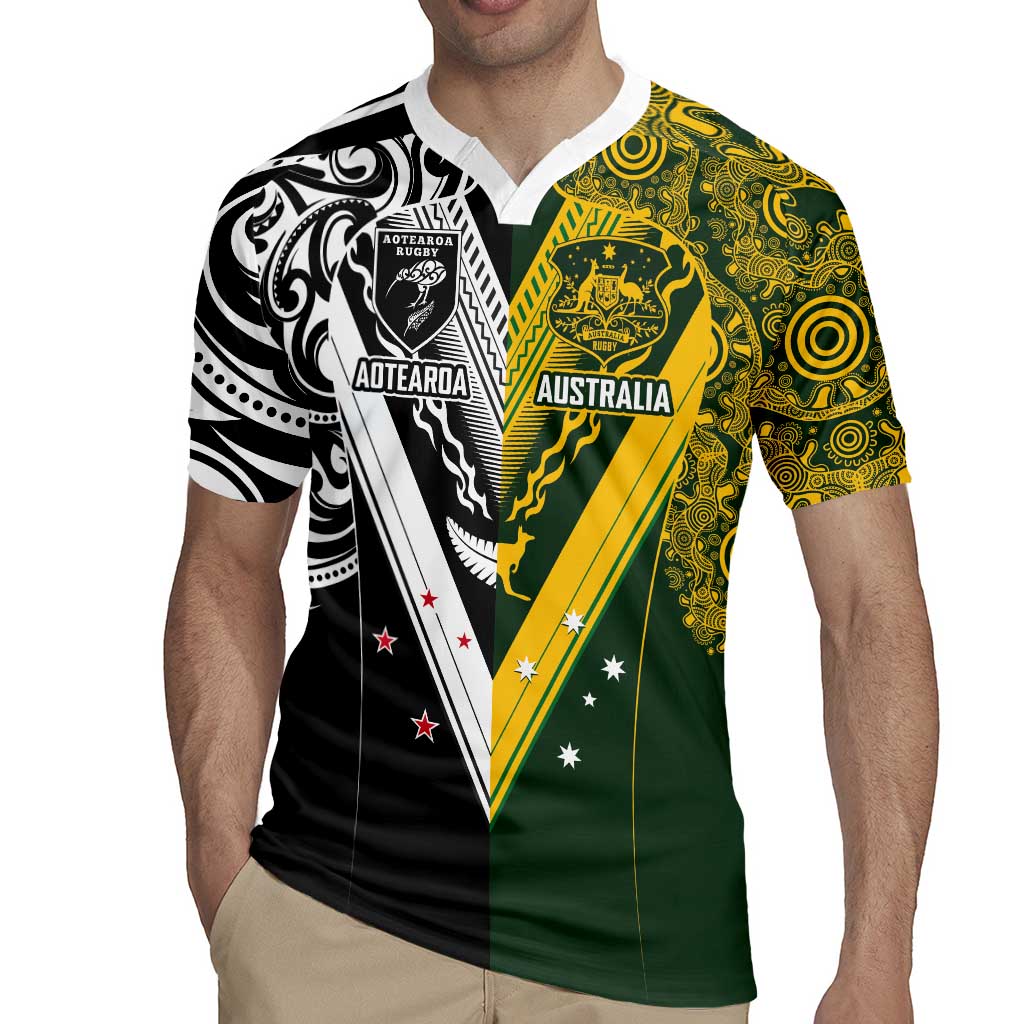 Aotearoa Australia Rugby Custom Rugby Jersey Maori and Aboriginal Art Sporty Style - Aussie Hoodie