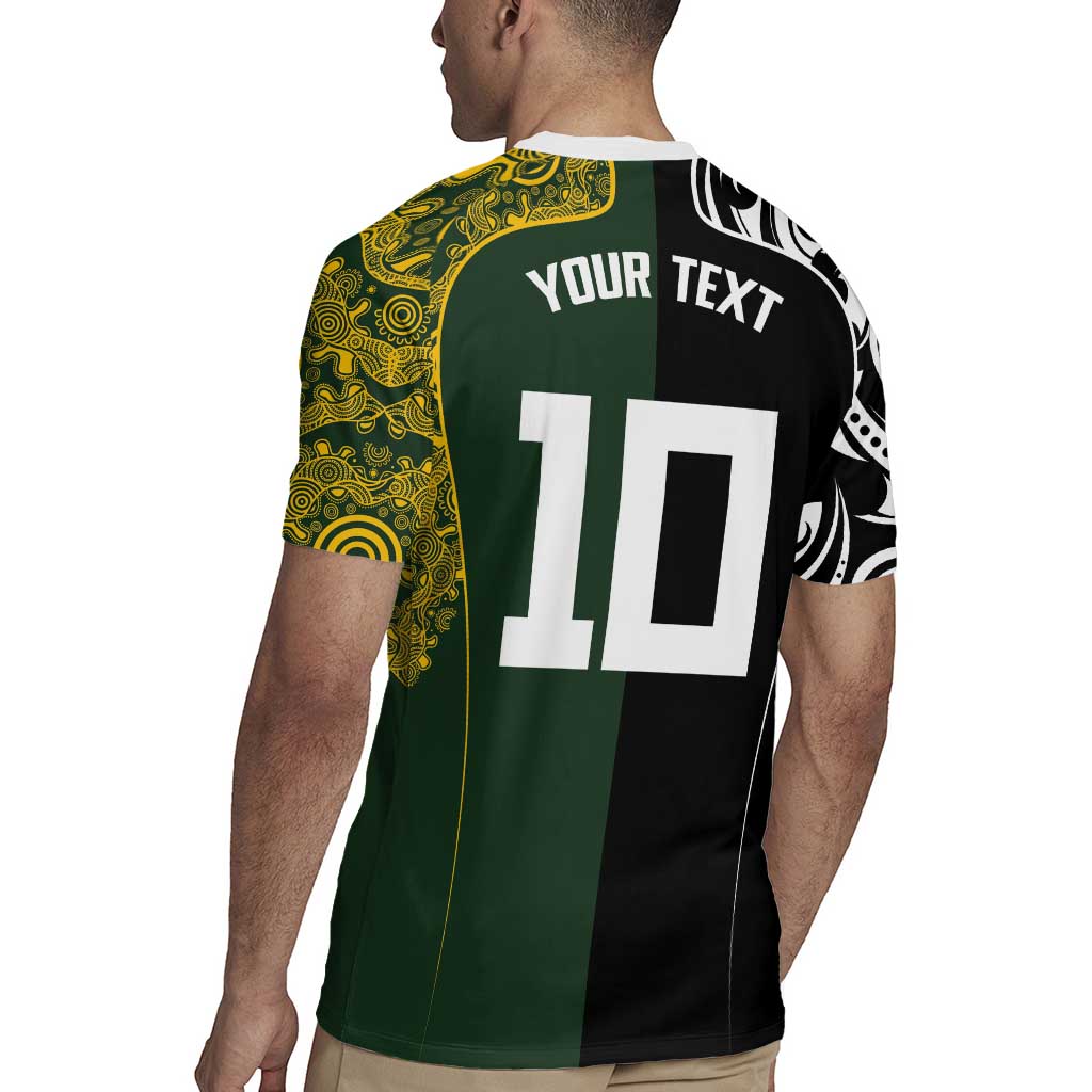 Aotearoa Australia Rugby Custom Rugby Jersey Maori and Aboriginal Art Sporty Style - Aussie Hoodie