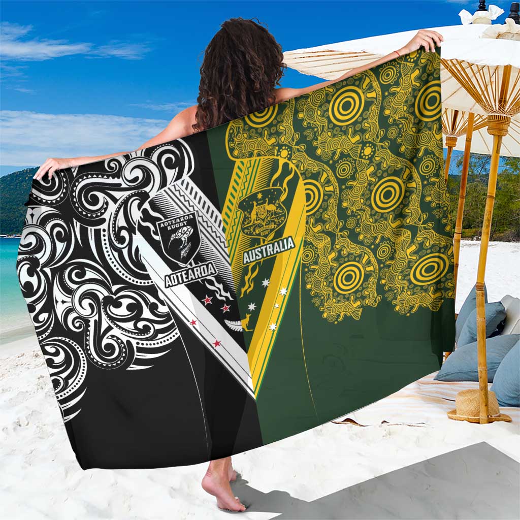 Aotearoa Australia Rugby Sarong Maori and Aboriginal Art Sporty Style - Aussie Hoodie