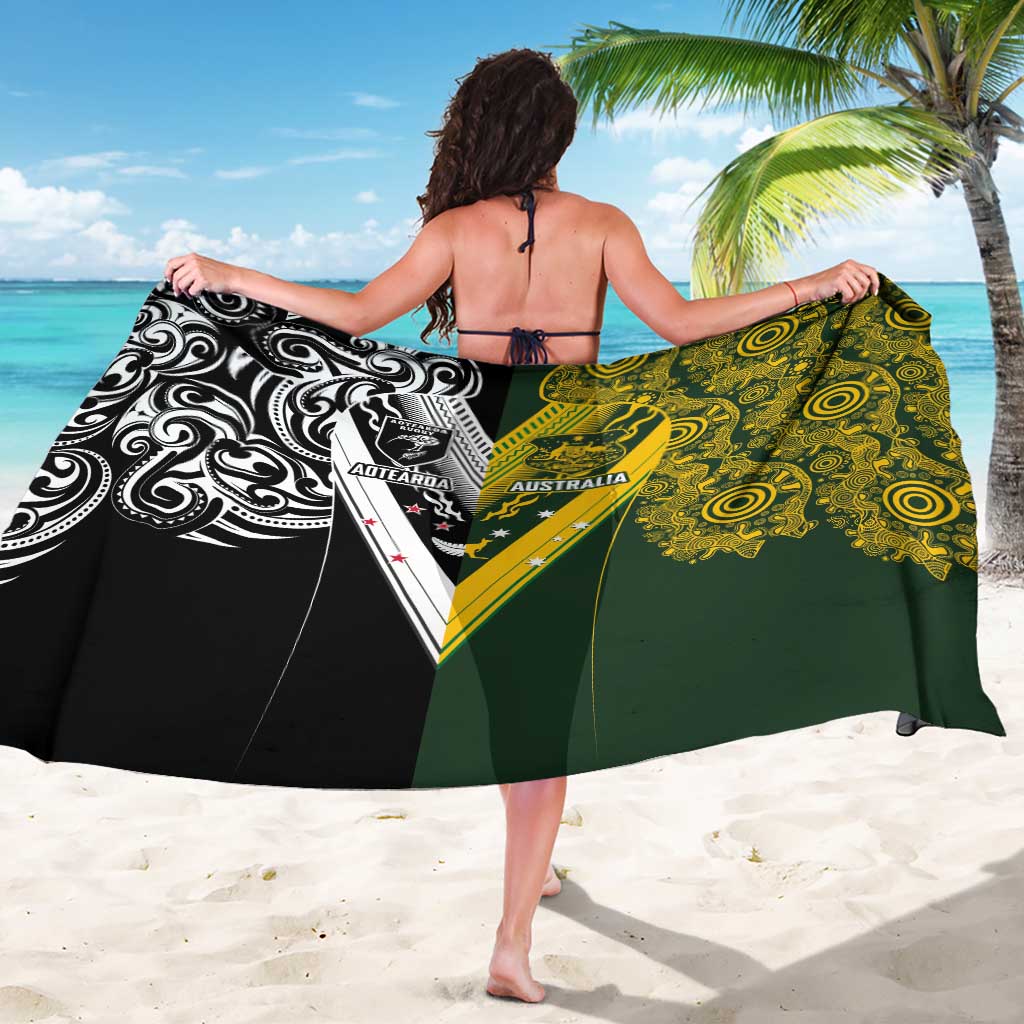 Aotearoa Australia Rugby Sarong Maori and Aboriginal Art Sporty Style - Aussie Hoodie