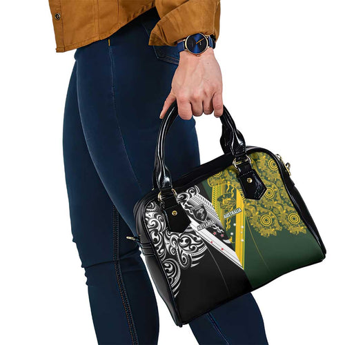 Aotearoa Australia Rugby Shoulder Handbag Maori and Aboriginal Art Sporty Style - Aussie Hoodie