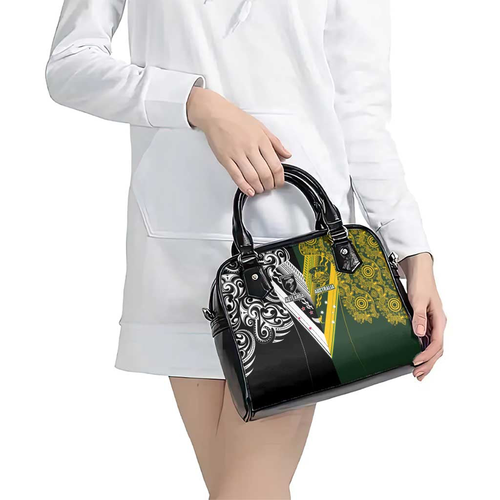 Aotearoa Australia Rugby Shoulder Handbag Maori and Aboriginal Art Sporty Style - Aussie Hoodie