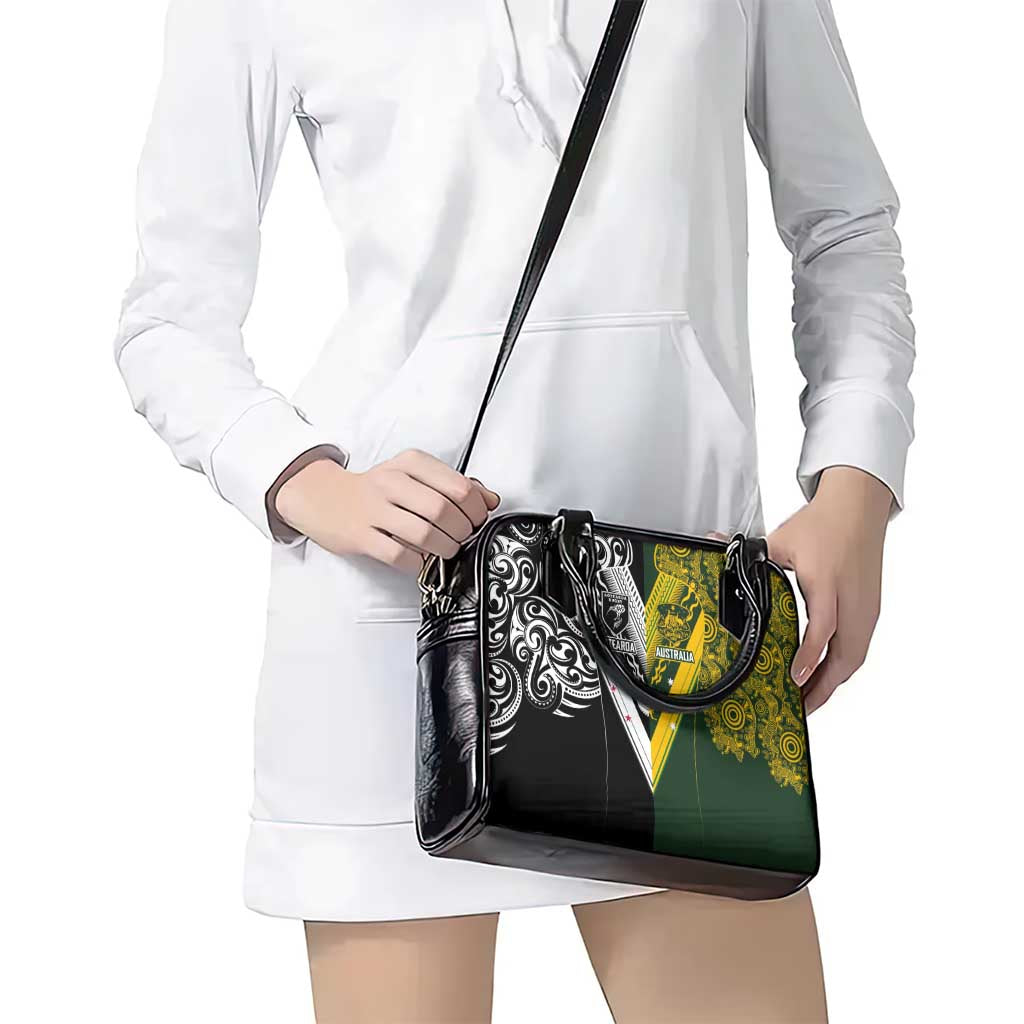 Aotearoa Australia Rugby Shoulder Handbag Maori and Aboriginal Art Sporty Style - Aussie Hoodie