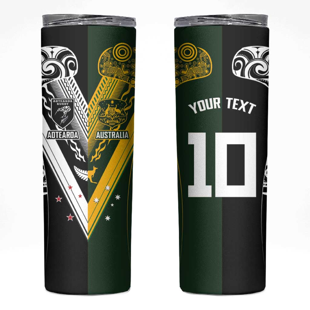 Aotearoa Australia Rugby Custom Skinny Tumbler Maori and Aboriginal Art Sporty Style - Aussie Hoodie