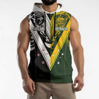 Aotearoa Australia Rugby Custom Sleeveless Hoodie Maori and Aboriginal Art Sporty Style - Aussie Hoodie