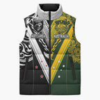 Aotearoa Australia Rugby Custom Sleeveless Puffer Jacket Maori and Aboriginal Art Sporty Style - Aussie Hoodie