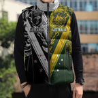 Aotearoa Australia Rugby Custom Sleeveless Puffer Jacket Maori and Aboriginal Art Sporty Style - Aussie Hoodie