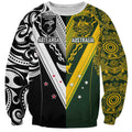 Aotearoa Australia Rugby Custom Sweatshirt Maori and Aboriginal Art Sporty Style - Aussie Hoodie