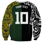 Aotearoa Australia Rugby Custom Sweatshirt Maori and Aboriginal Art Sporty Style - Aussie Hoodie