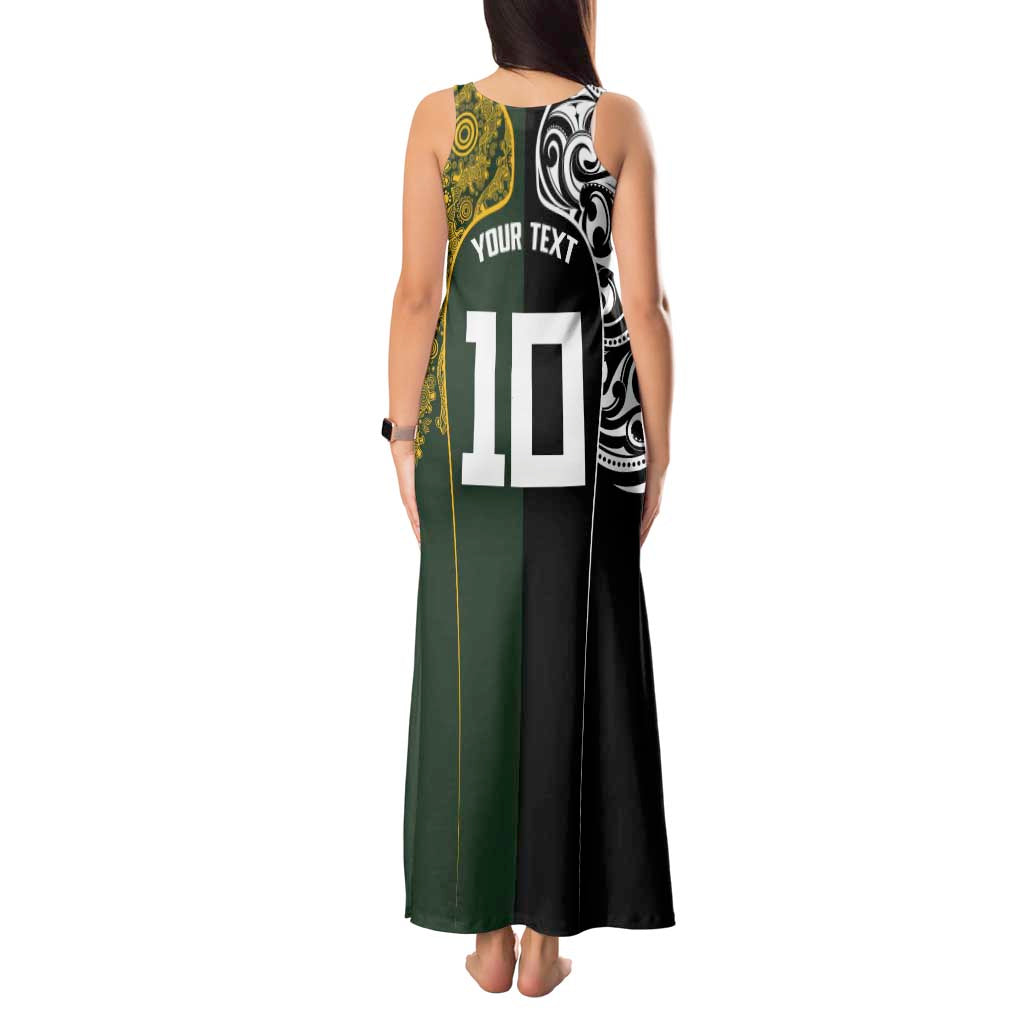 Aotearoa Australia Rugby Custom Tank Maxi Dress Maori and Aboriginal Art Sporty Style - Aussie Hoodie