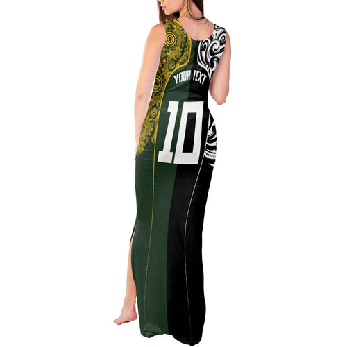 Aotearoa Australia Rugby Custom Tank Maxi Dress Maori and Aboriginal Art Sporty Style - Aussie Hoodie
