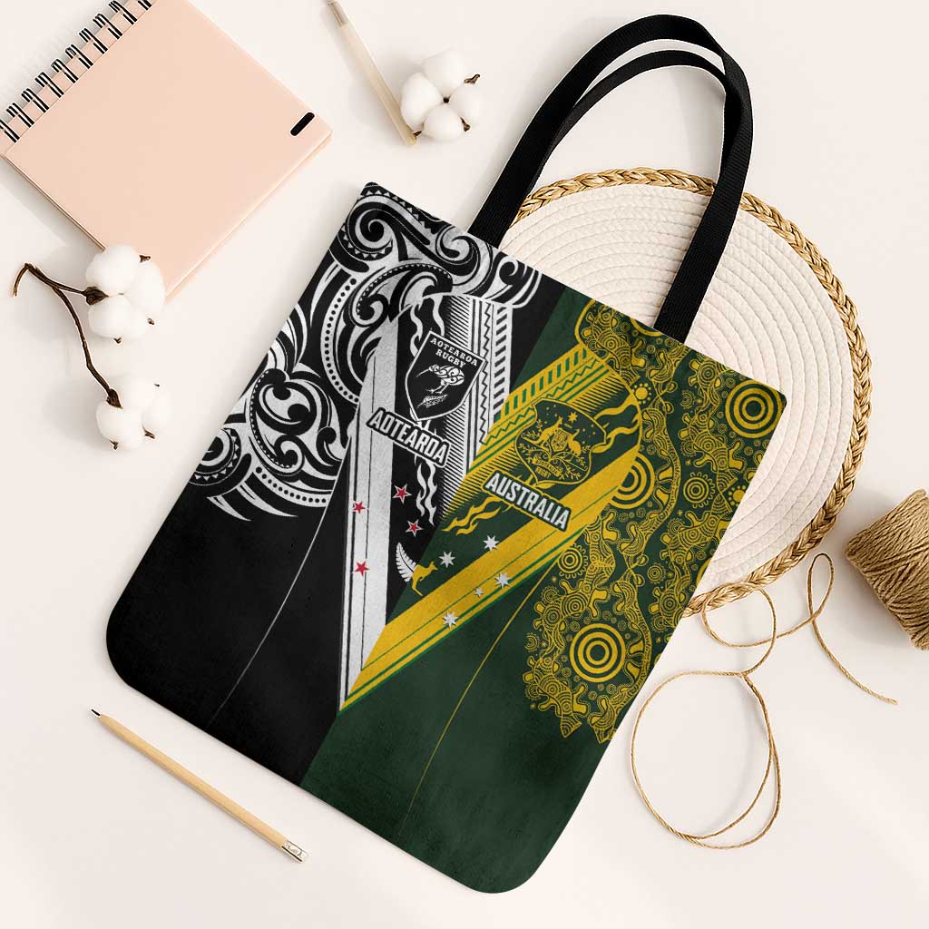 Aotearoa Australia Rugby Tote Bag Maori and Aboriginal Art Sporty Style - Aussie Hoodie