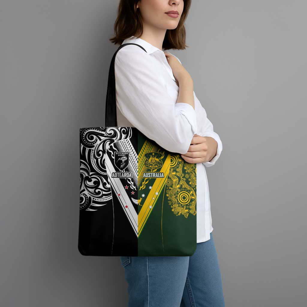 Aotearoa Australia Rugby Tote Bag Maori and Aboriginal Art Sporty Style - Aussie Hoodie