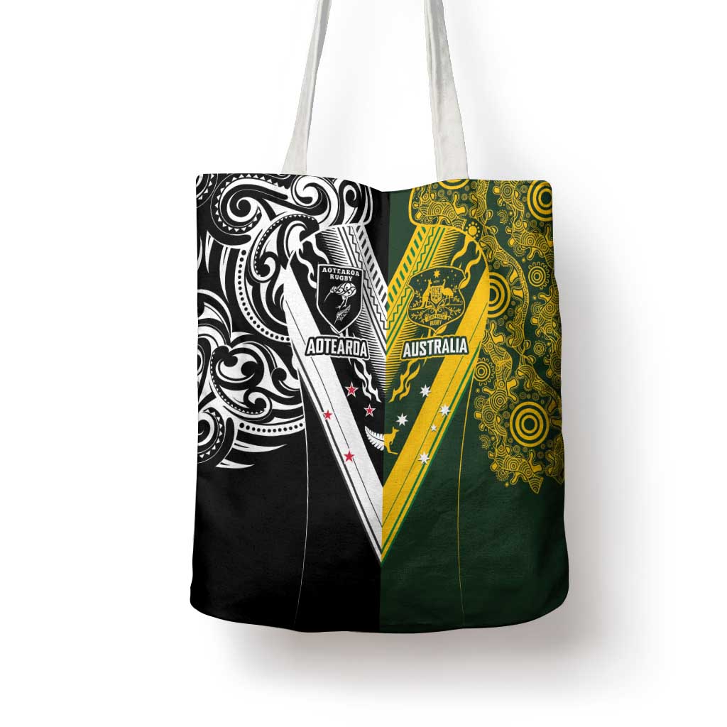 Aotearoa Australia Rugby Tote Bag Maori and Aboriginal Art Sporty Style - Aussie Hoodie