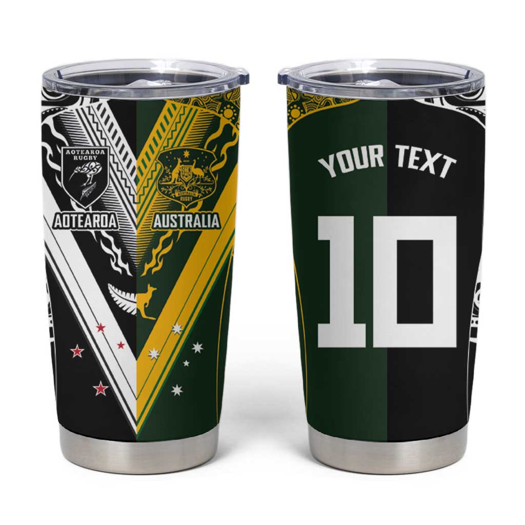 Aotearoa Australia Rugby Custom Tumbler Cup Maori and Aboriginal Art Sporty Style - Aussie Hoodie
