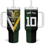 Aotearoa Australia Rugby Custom Tumbler With Handle Maori and Aboriginal Art Sporty Style - Aussie Hoodie